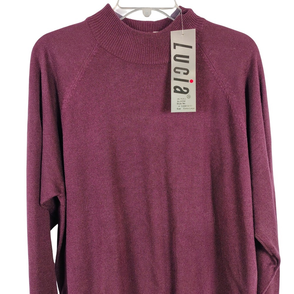 NWT Womens XL Lucia Mock Neck Sweater Purple Acrylic Minimalist Dark Academia